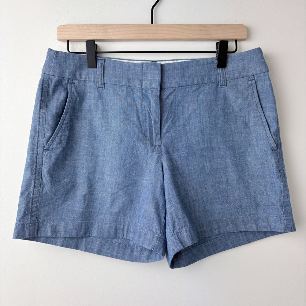 J. Crew 100% Cotton 5" Chino Shorts Womens 6 Blue Classic Chambray Med Echo Wash